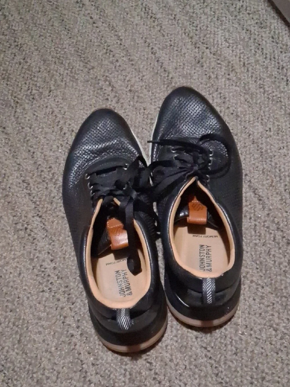 Johnston & Murphy Black Leather Sneakers with White Soles